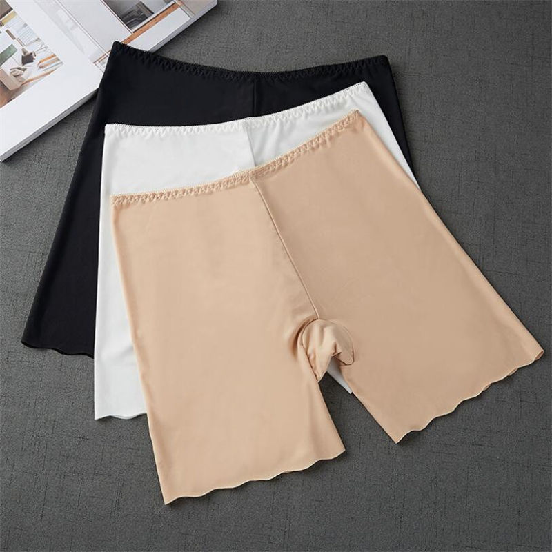 Women Safety Short Pants Seamless Silk Safety Shorts Under Skirt Underwear Breathable Boxers High Waist Large Size Leggings