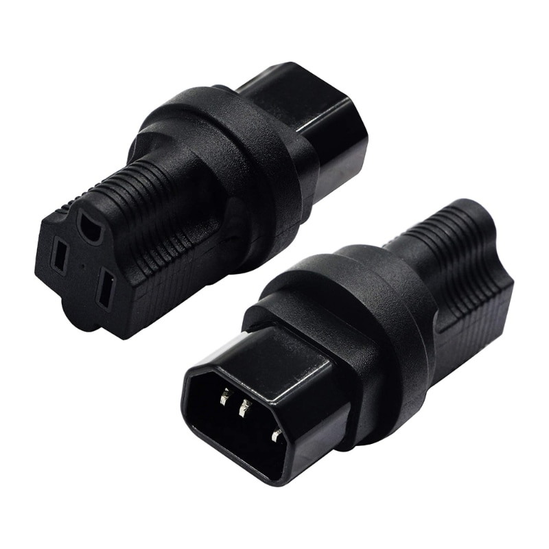 M6CF Set of 2 C14 Male to NEMA 5-15R Female Power Adapter Socket Accessory Set