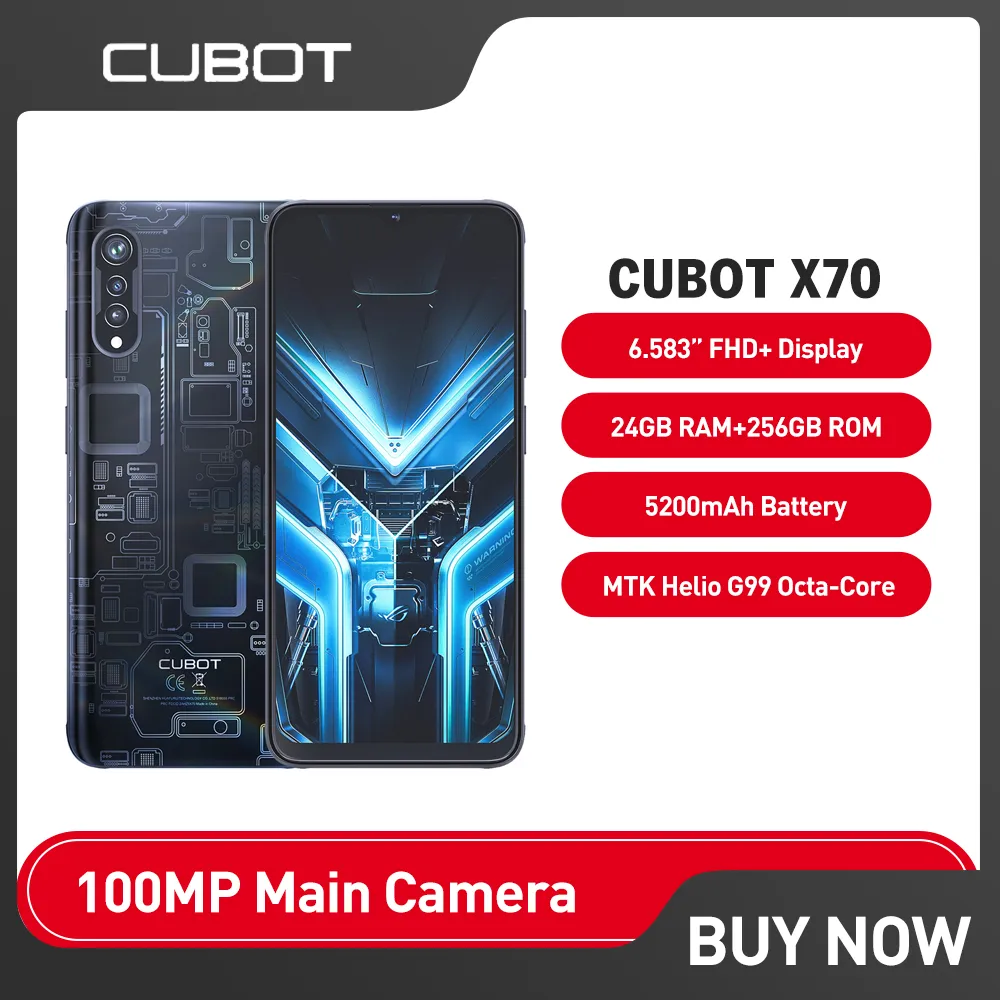 Cubot X70 Smartphone Android 13 Helio G99 24GB+256GB 100MP Triple Camera NFC 120Hz 6.583&quot FHD+5200mAh Global Version