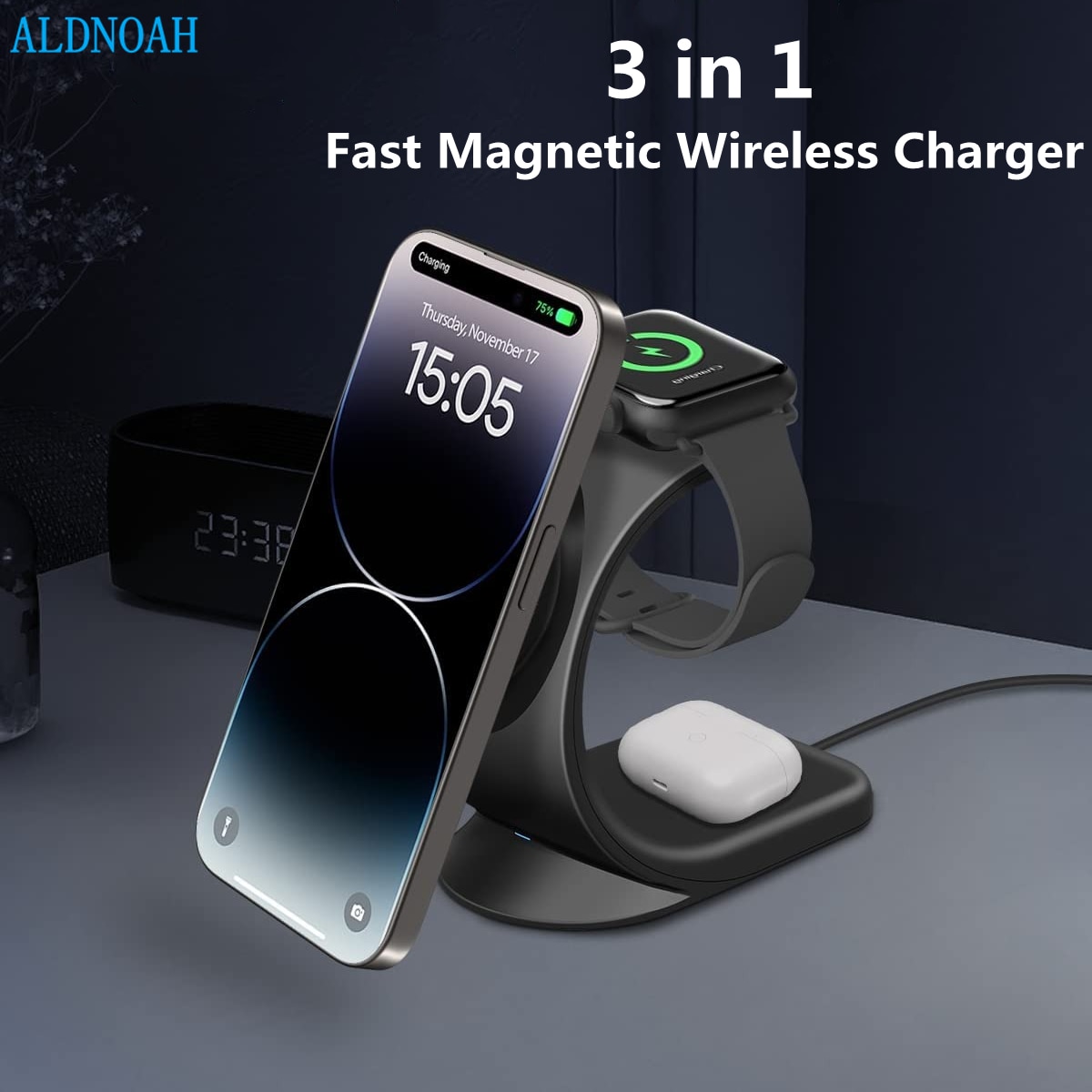 3 in 1 15W Magnetic Wireless Charger Stand For Phone iPhone 14 13 Pro Max 12 Airpods Apple Watch 8 Fast Charging Station Holder