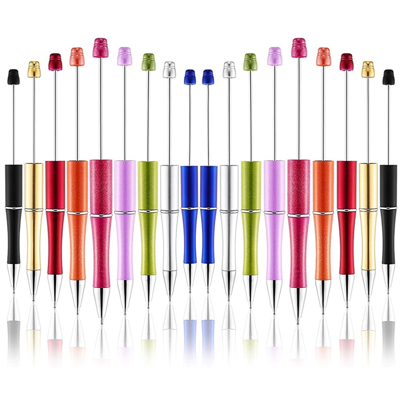 NEW-Plastic Beadable Pen Bead Pens Ballpoint Pen Ball Pen For Kids Students Presents Office School Supplies, 20Pcs