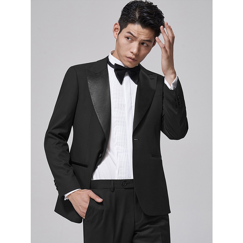 K-Solid color professional suit black two-button west groomsman suit