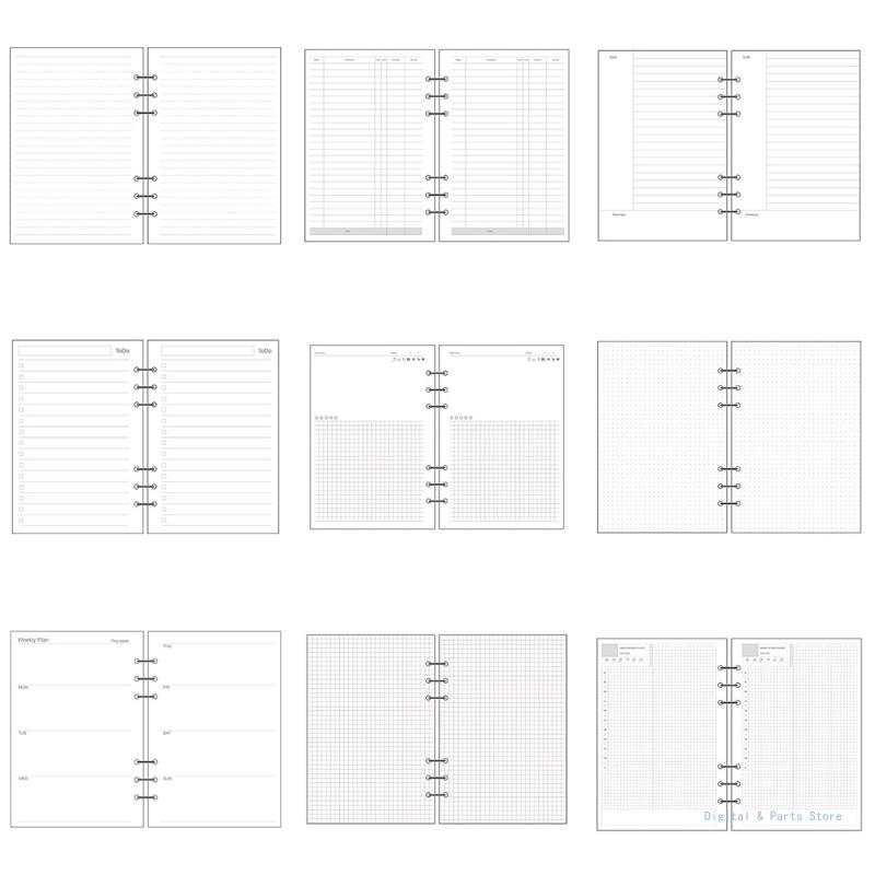 M17F 6 Ring Loose Leaf Filler Paper for A5 Loose-leaf Notebook 45 Sheet 5.59''x8.26''