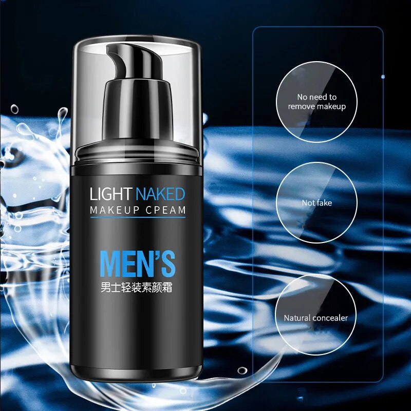 For Men Face Whiten Cream Waterproof Liquid Concealer Makeup Base Foundation Cream Full Coverage Make Up Brighten Oil Control