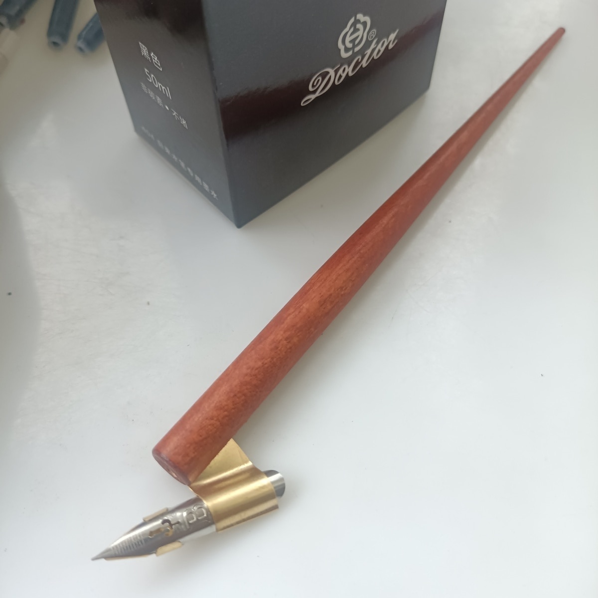 English Calligraphy Writing Wood Oblique Dip Pen Holder Flexible Nib
