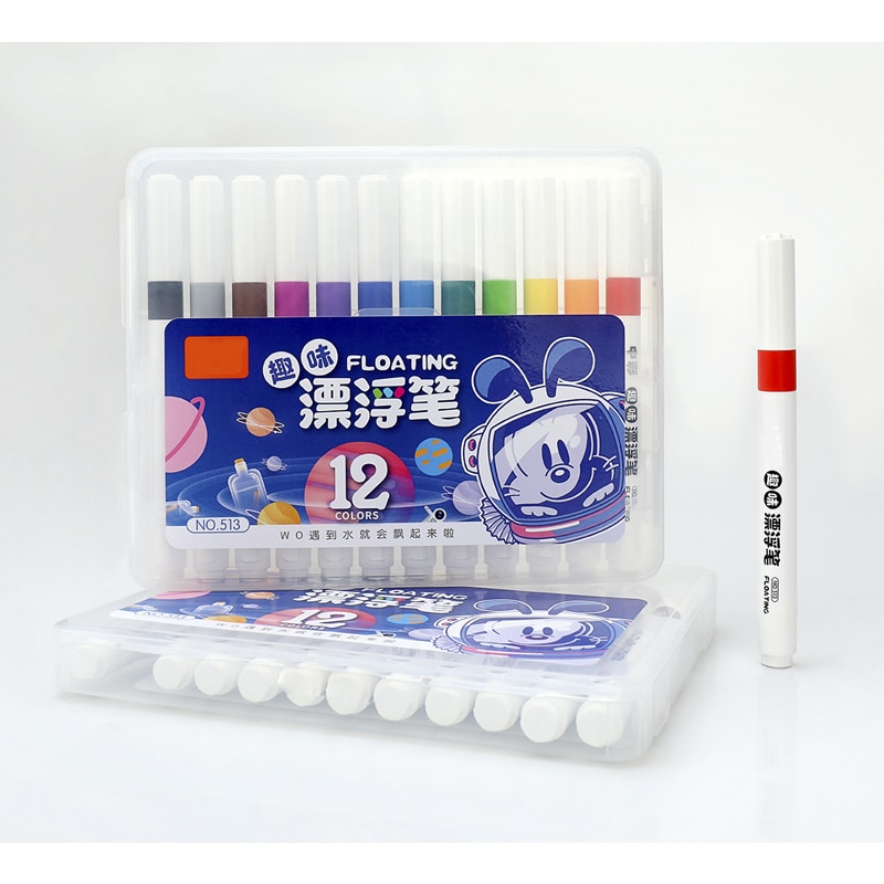 12PCS/BOX DIY Drawing Gift for Kids Adult Floating Marker Pens with a Ceramic Spoon Magical Water Painting Pen