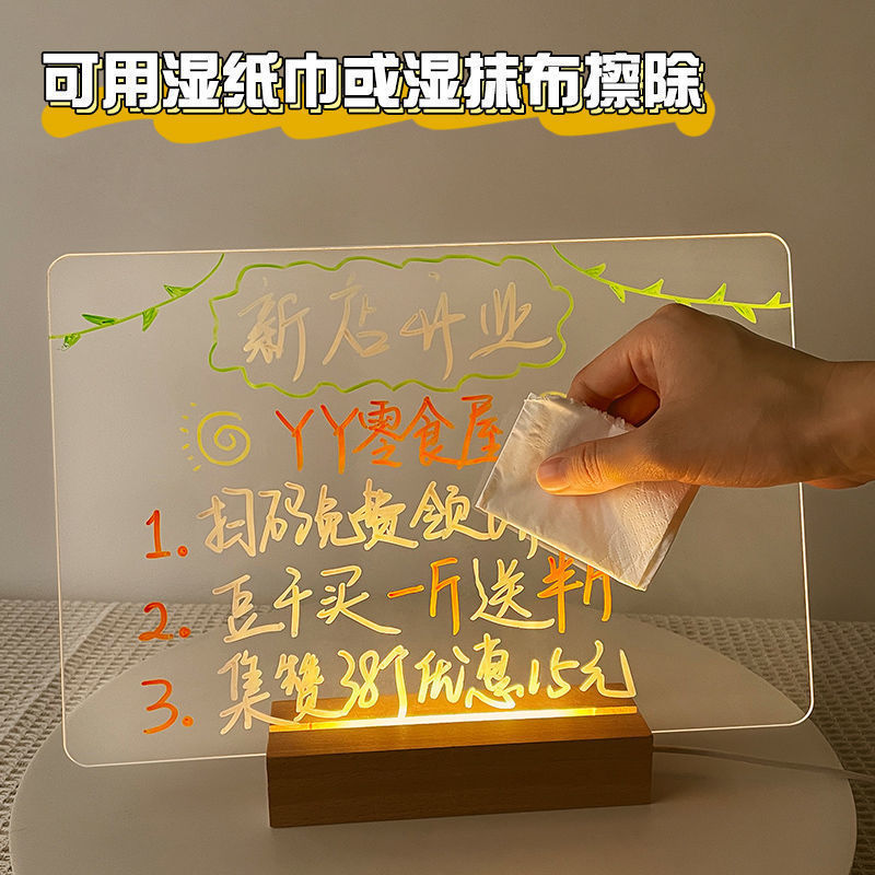 Luminous Blackboard Diy Luminous Board Stall Billboard Menu Board Erasable Price Board Stall Desktop Display Board