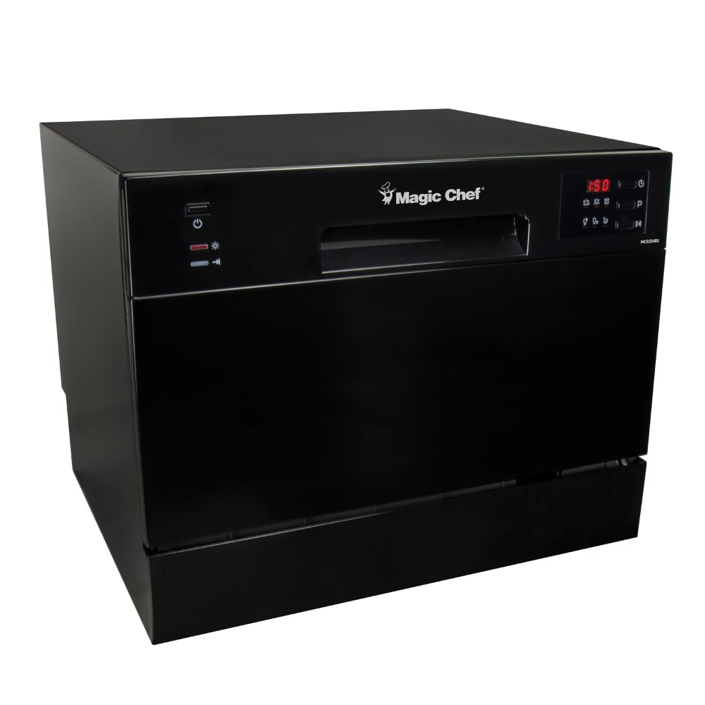 Magic Chef MCSCD6B5 6-Place-Settings 680-Watt AC Countertop Dishwasher, Black