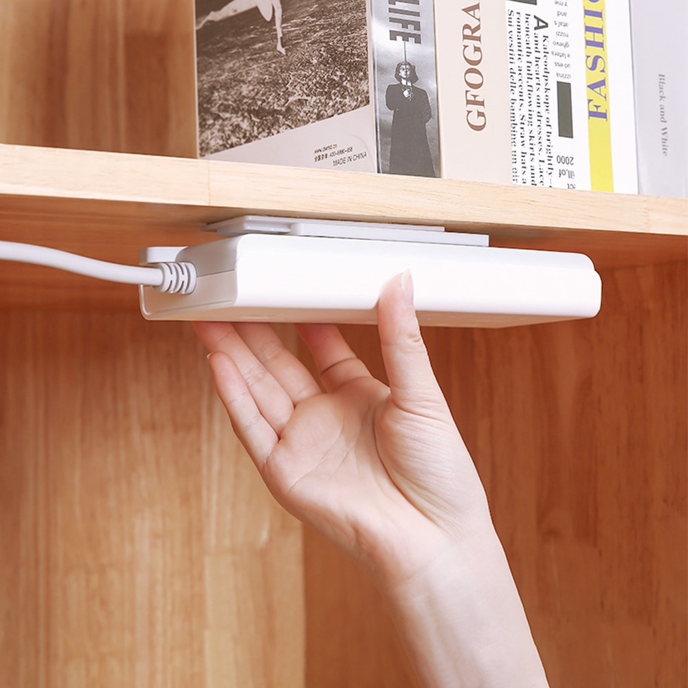 2pcs Plug & Extension Lead Organiser Self Adhesive Power Strip Holder Wall-Mount Lead Organizer Desktop Socket Fixer