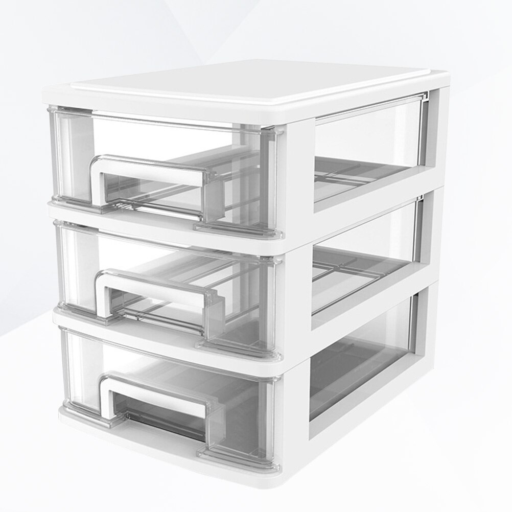Drawer Storage Drawer Storage Box Desktop Storage Organizer with 3 Desktop Drawer Units for Home Office ( Transparent White )