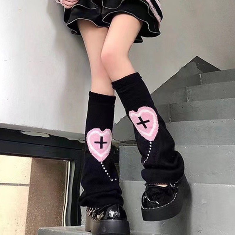 Women Knitted Leg Warmers Girls Japanese Lolita Preppy Style Leg Warmers Solid Striped Kawaii Ribbed Leg Warmers Women s Cozy
