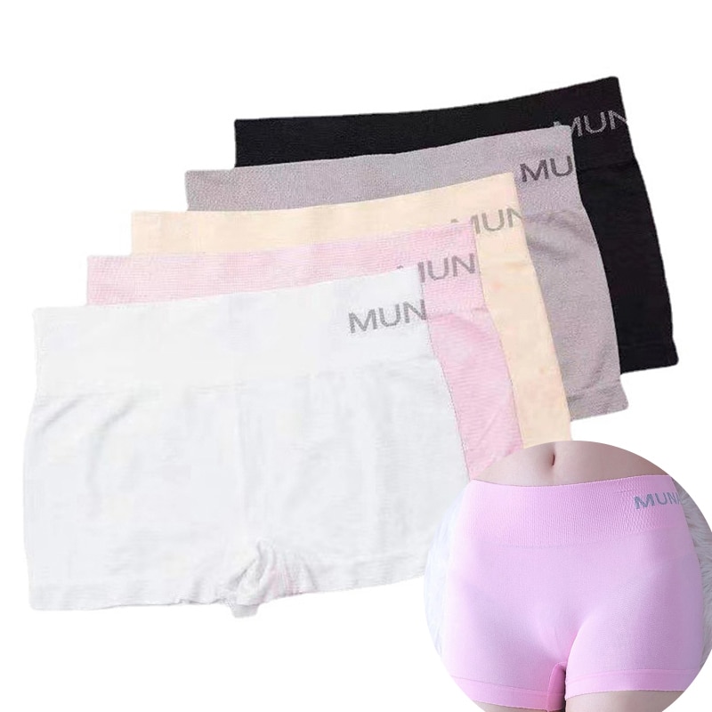 Safety Shorts Women Summer Boxer Briefs Thin Breathable No-Curling Solid Underpants High Waist Boyshorts Four-Corner Legging