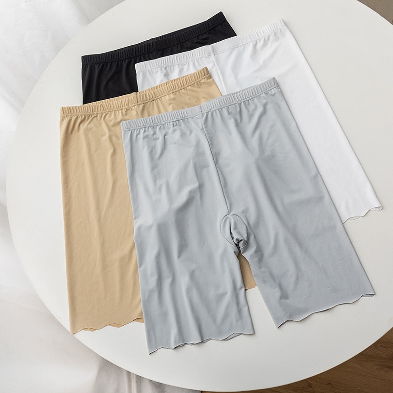 New High Waist Seamless Ice Silk Safety Short Pants Women Thin Plus Size Under Skirt Boxers Panties Anti Rub Thigh Safety Shorts