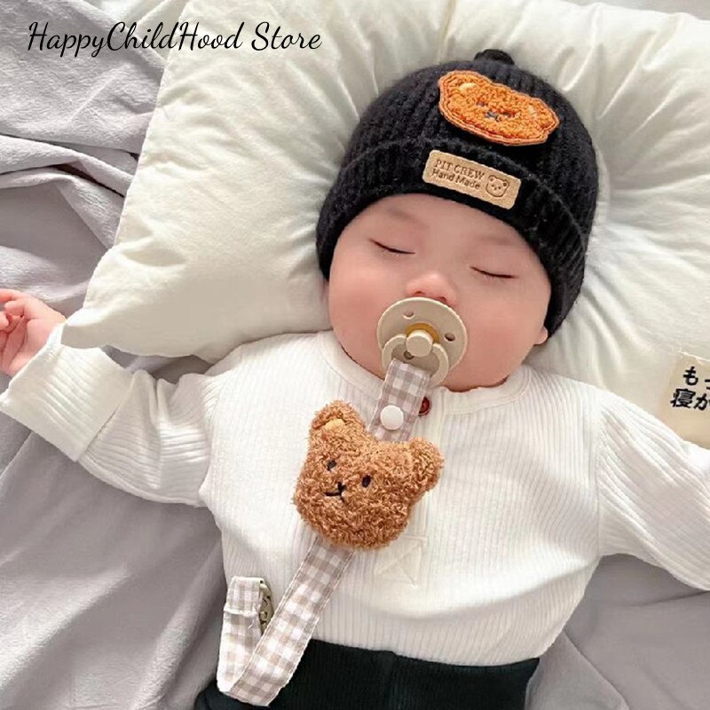 Cute Infant Baby Pacifier Clip Chain Lovely Cartoon Bear 3D Doll Nipple/toys Pacifier Clip Chain Kawaii Baby Feed Accessories