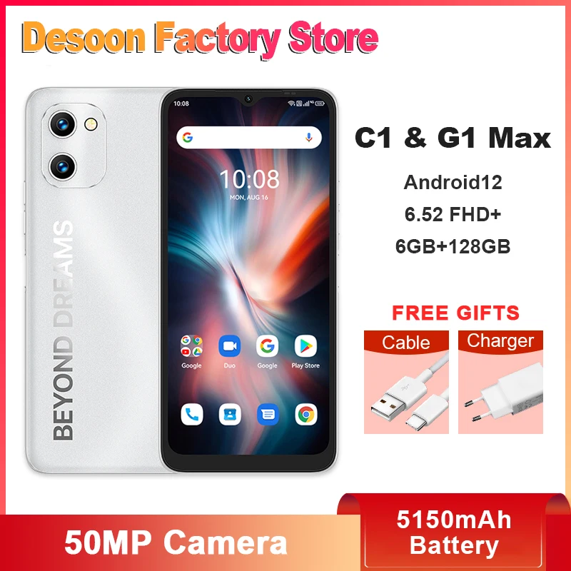 UMIDIGI C1 Max G1 Max Smartphone 6.52" Unisoc T610 6GB + 128GB 5150mAh Battery 50MP Camera Android 12 Google pay Global Ver