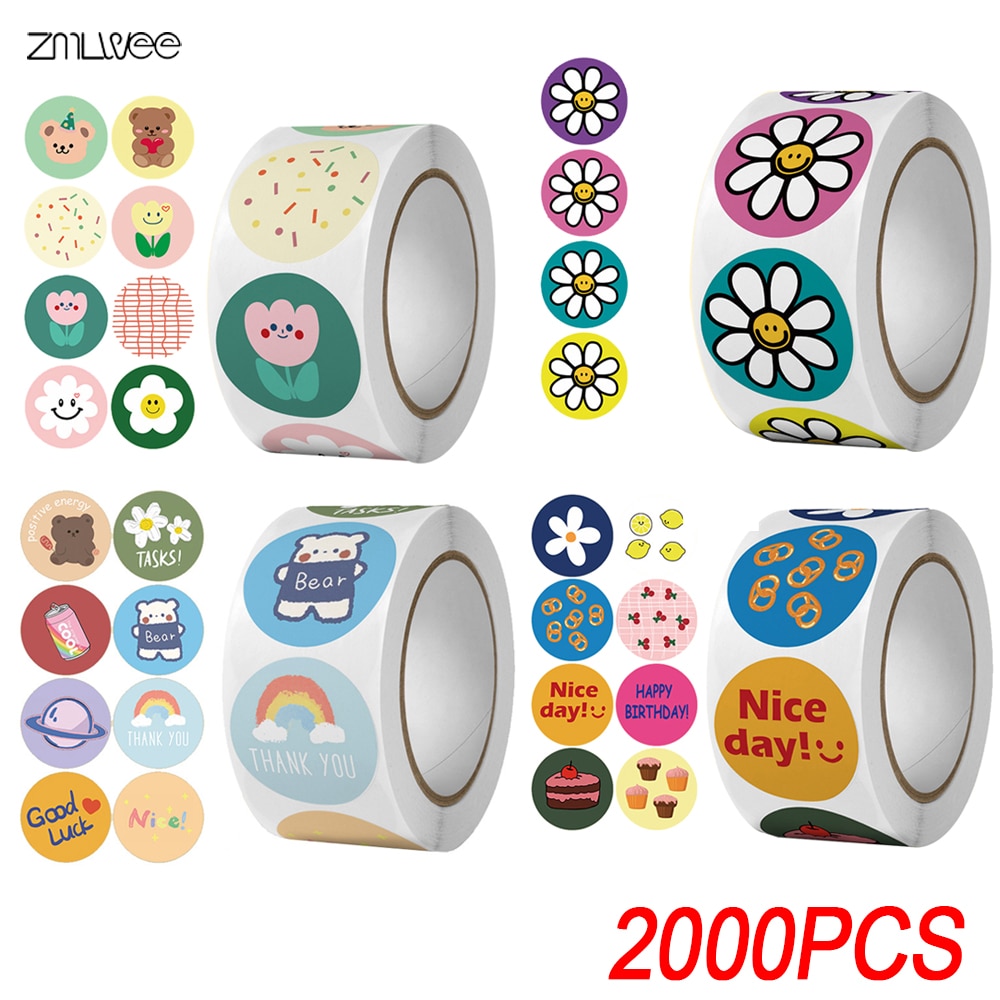 Thank You Stickers Wedding Supporting Floral Gift Packaging Seal Label Flowers Round Supporting Small Business Seal Labels Party