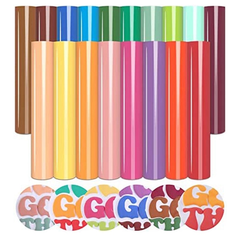 18 Sheets Puff Vinyl Heat Transfer 3D Puff HTV Heat Transfer Vinyl Vinyl Heat Transfer For T-Shirts DIY Compatible