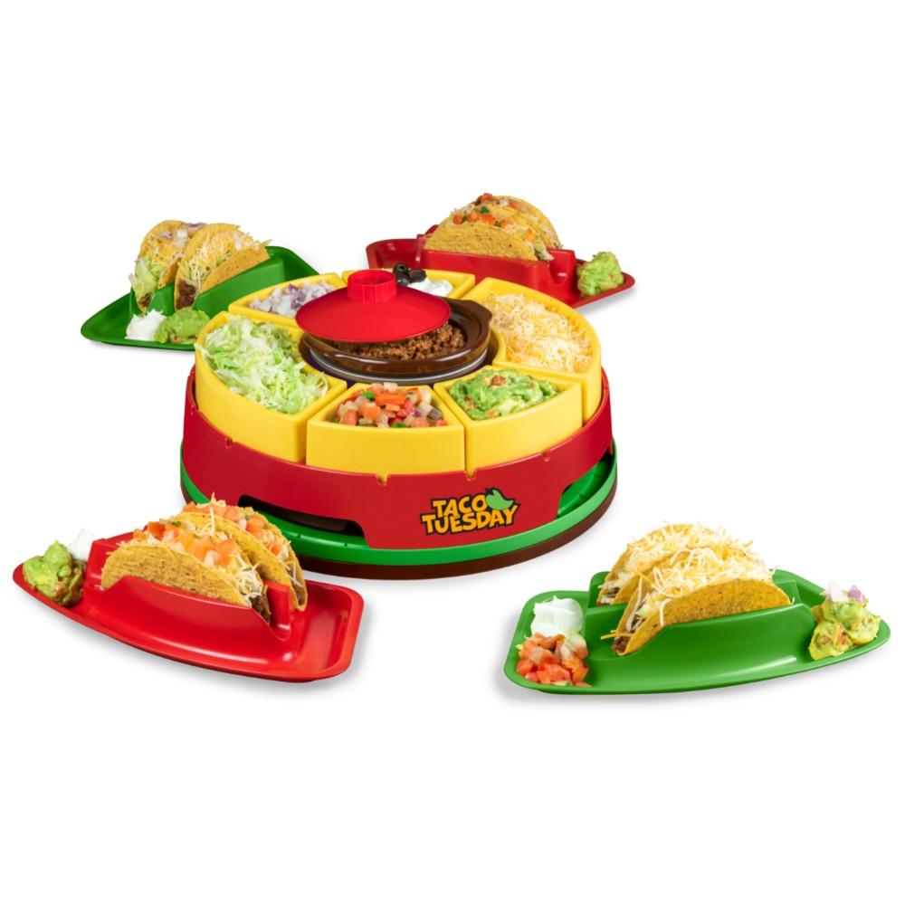 TTLSTB10 Lazy Susan Taco Bar With 20-Oz. Warming Pot, Includes 4 Taco Holders