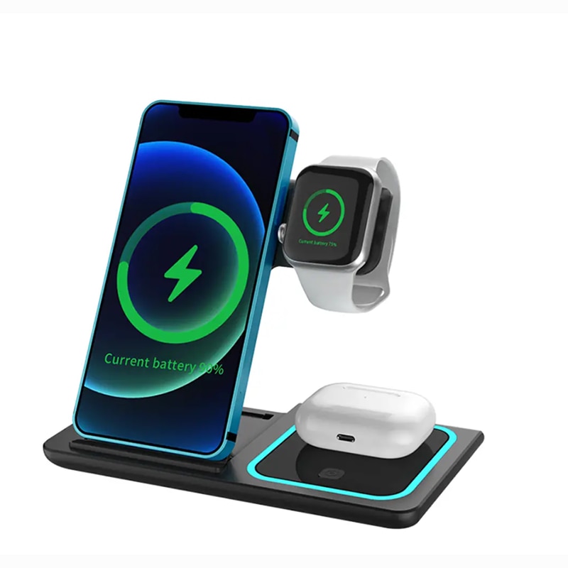 3 in 1 Wireless Charger Stand For iPhone 14 13 12 Pro Max Apple Watch 8 7 Samsung Watch 5 Airpods Fast Charging Dock Station