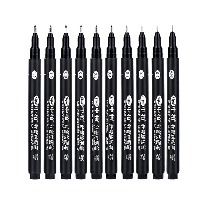 NEW-Sipa 8Pcs Black Thin Liner Pens Mini Liner Fineliner Drawing Pens For Artist Illustration Technical Drawing Office Documents