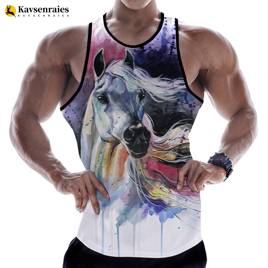 New Fashion Hot Sale Men Women 3D Tank Tops Horse Animal Pattern Sleeveless Tops Unisex Casual Creative Oversized Vest Tees 6XL