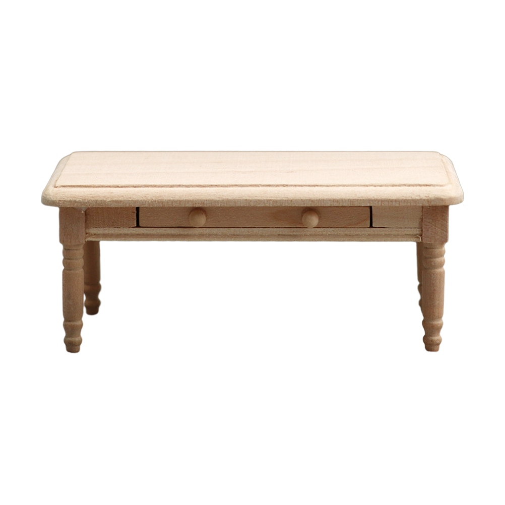 Toy Mini House End Table Model Furnishing Supply Blank Tea Uncolored Wooden Vintage Accessories Furniture