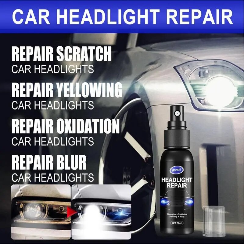 Car Headlight Polishing Agent Scratch Remover Repair Headlight Renewal Polish Liquid Kit Remove Yellow Edges & Antioxidant