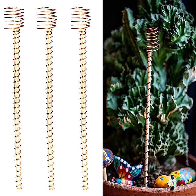 1/6Pcs Electroculture Plant Stake Wood Rod Garden Vegetables Growing Electro Culture Copper Wire Coil Antenna Yard