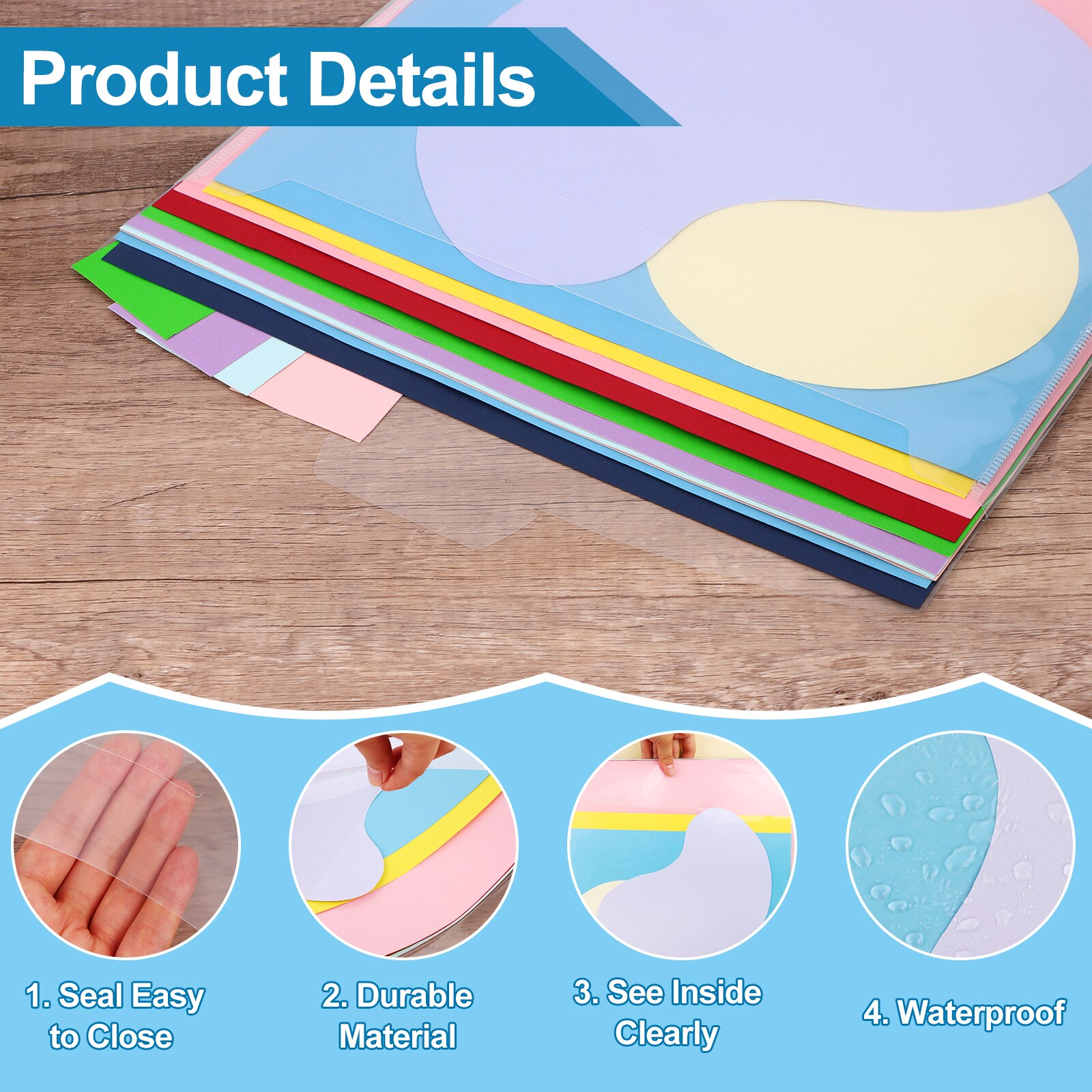 16 Pcs Scrapbook Paper Storage Plastic Clear Paper Organizer Storage with 2 Sheets Blank Sticky Index Tabs Loading File Folders