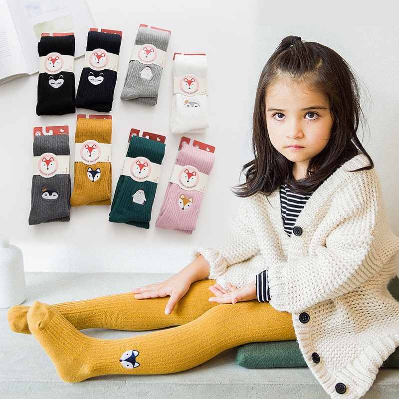 Cotton Warm Baby Tights Animal Embroidery Pantyhose For Babies Kids Children Stockings Girls Leggings 1-9 Y
