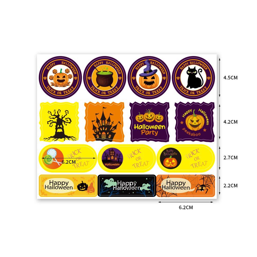60-120pcs Halloween Sticker Pumpkin Ghost Spider Bat Thank You Seal Sticker for Candy Bag Scrapbooking Gift Box Label Decoration
