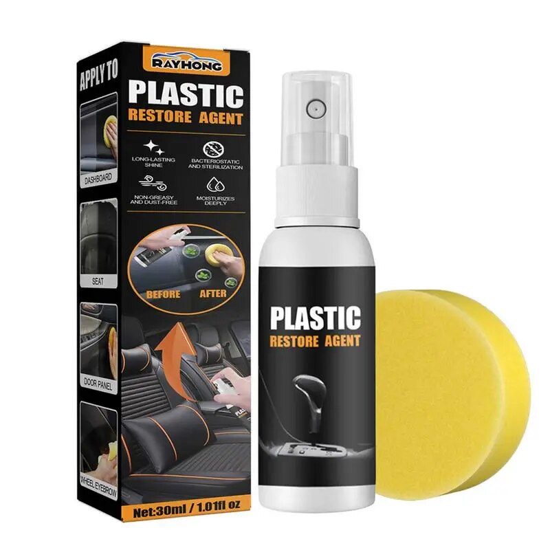 Car Plating Refurbishing Agent Kit Plastics Refurbishing Agent With Sponge Car Plastics Restorer Interior Cleaning Agent For Car
