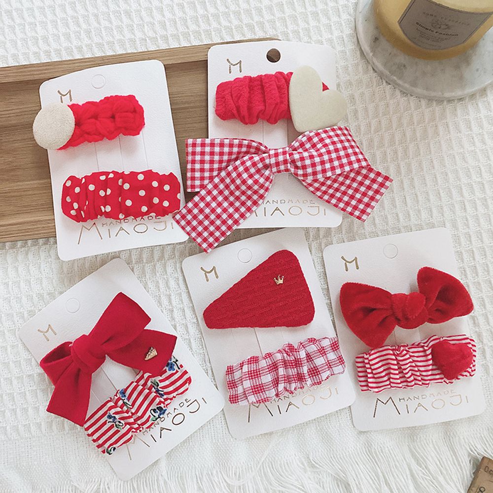 Red Baby Triangle Plaid Photo Props Bowknot Headdress Children Hairpin Kids Hair Clips Hair Accessories