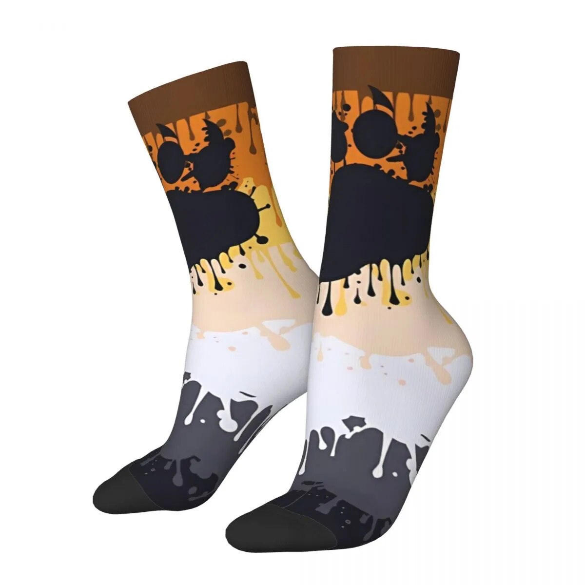 Funny Happy Sock for Men Paint Splatter Bear Vintage Pride Flag Breathable Pattern Printed Crew Sock Novelty Gift