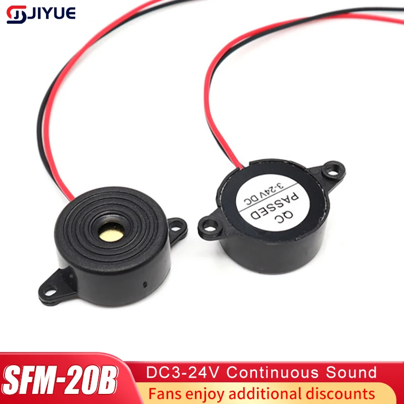 2pcs SFM-20B High Decibel Active Buzzer Speaker DC3-24V Continuous Sound 2312 Piezoelectric Piezo Electronic For Arduino