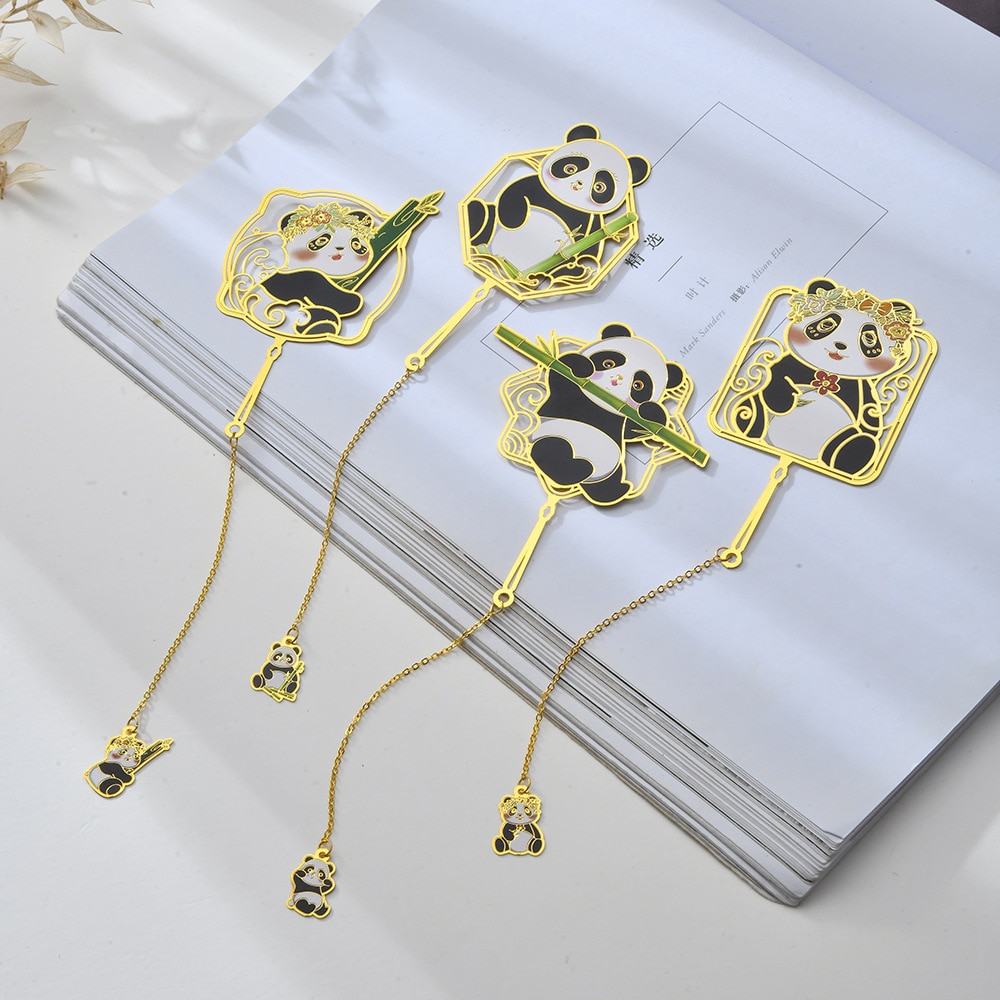 Bookmark Chinoiserie Panda Metal Bookmark Classical Cultural Creation Bookmark Tassel Hollow Bookmark Student Souvenir Gift