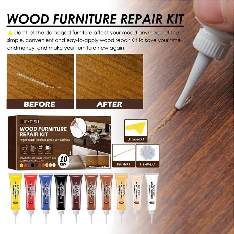 Wood Furniture Repair Kit Set Of 14 Wood Floor Scratch Remover Fast Repair Furniture Refinishing Wood Door Floor Filler Cream