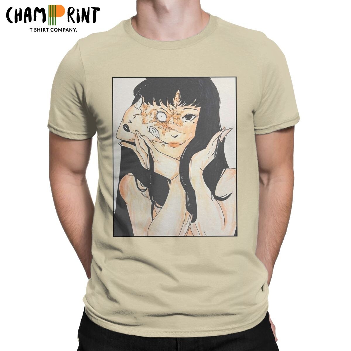 Men Junji Ito Horror Manga T Shirt Soft Tomie Pure Cotton Clothes Vintage Short Sleeve Round Collar Tees Plus Size T-Shirts