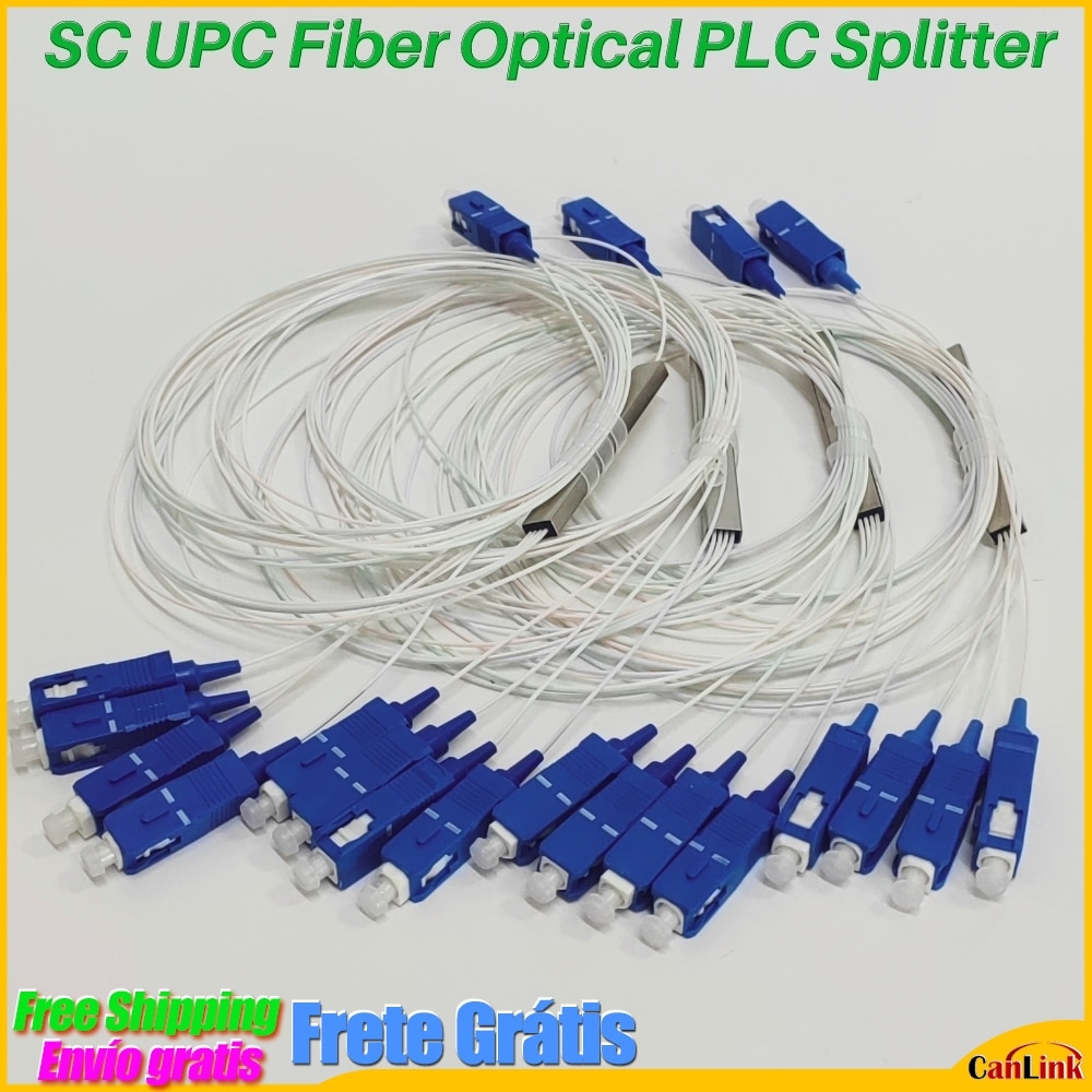 1pc 1X2 1X4 1X8 1X16 1X32 PLC SC/UPC SM 0.9mm G657A1 PVC 1m FTTH Fiber Optic Splitter