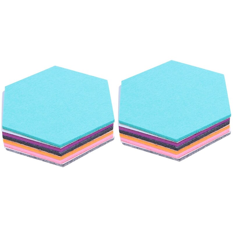 Set Of 18 Hexagon Felt Pin Board Self Adhesive Bulletin Memo Photo Cork Boards With 18 Pushpins 5.5X5x0.2 Inches