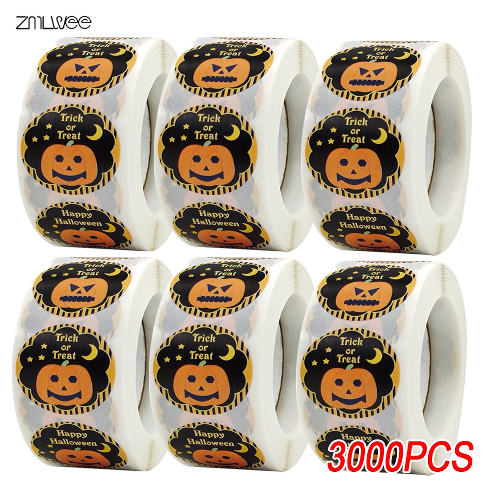 Sticker Halloween Stickers Sealing Label Trick or Treat Pumpkin Funny Holiday Sticker Baking Packaging Party Wholesale Label