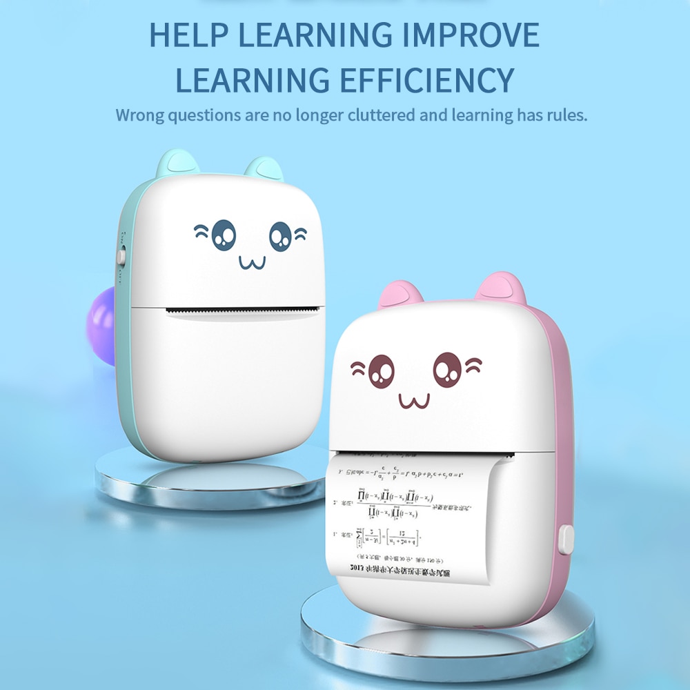 Mini student wrong title printer label office thermal printer can paste self-adhesive supermarket takeaway small ticket paper