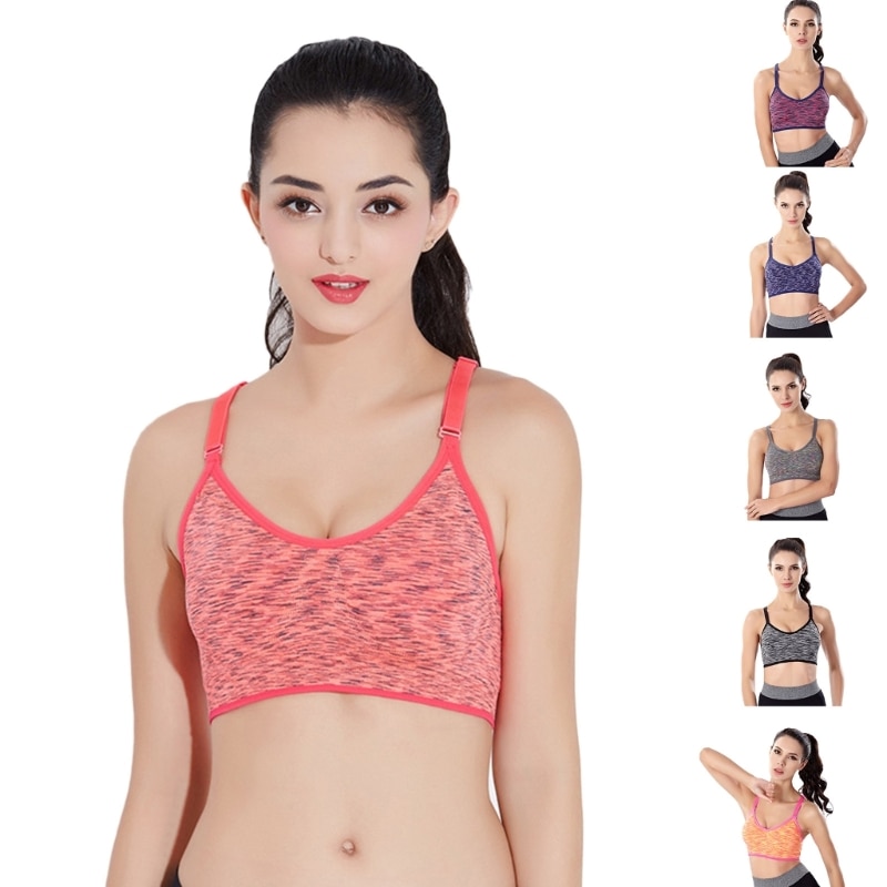 Women's Workout Sports Bras Fitness Backless Padded Racerback Bra Seamless Low Impact Workout Yoga Crop Tanks Tops