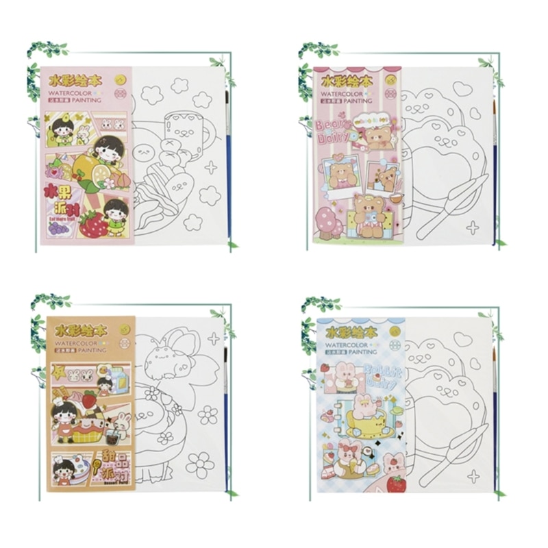 Pocket-sized Watercolor Paint Coloring Book Non-toxic Pigments Kid Painting Book