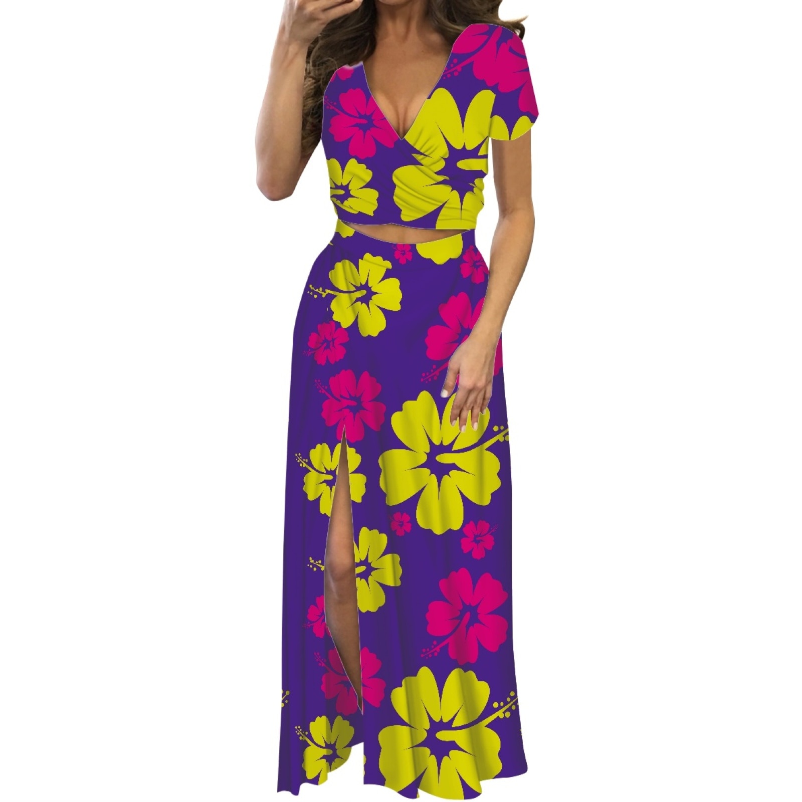 Polynesian Tribal Pohnpei Totem Tattoo Prints Summer Women's Low-Cut CasualWear Never Out Of Date Multicolor Floral Pattern