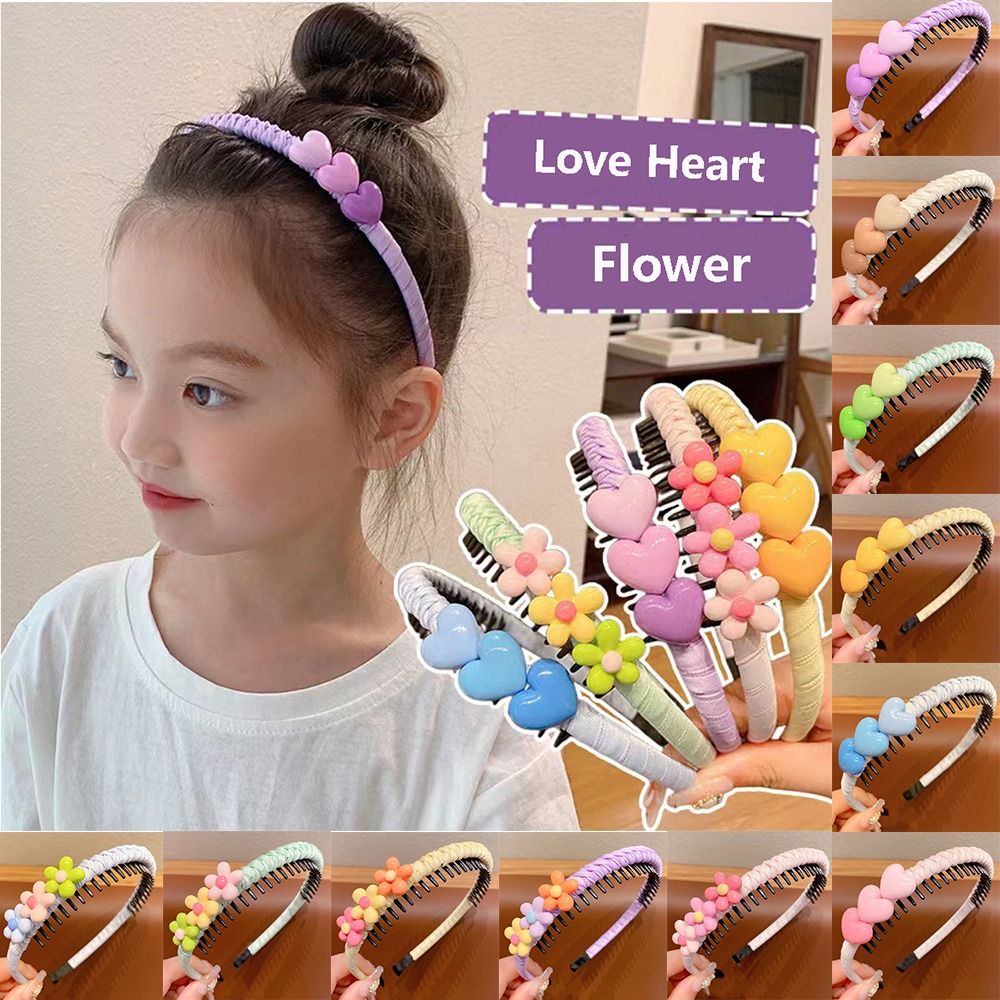 Baby Girls Hair Hoop Love Flower Korean Sweet Hair Wear Hairpin Floral Hair Hoop Hair Accessions