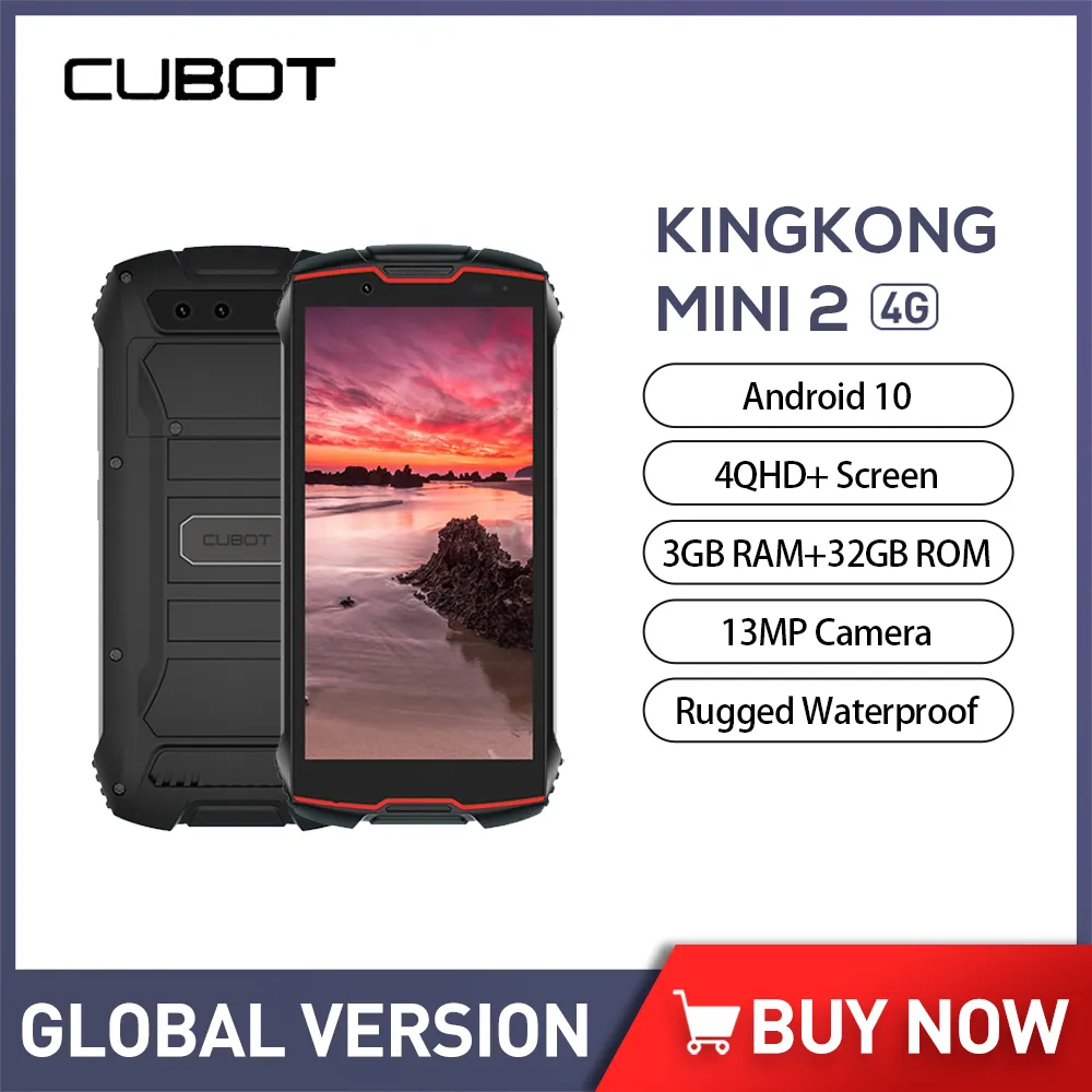 Cubot KingKong MINI2 Rugged Phone 4Inch 3GB+32GB 13MP Camera Waterproof Cellphone QHD+ Screen 4G LTE Dual-SIM Face ID Android 10