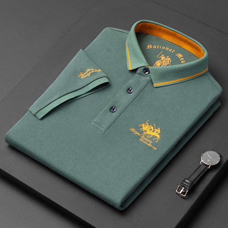 2023 New Embroidered Polo Shirt Men's High-end Luxury Top Summer Casual Lapel Short Sleeve T-shirt