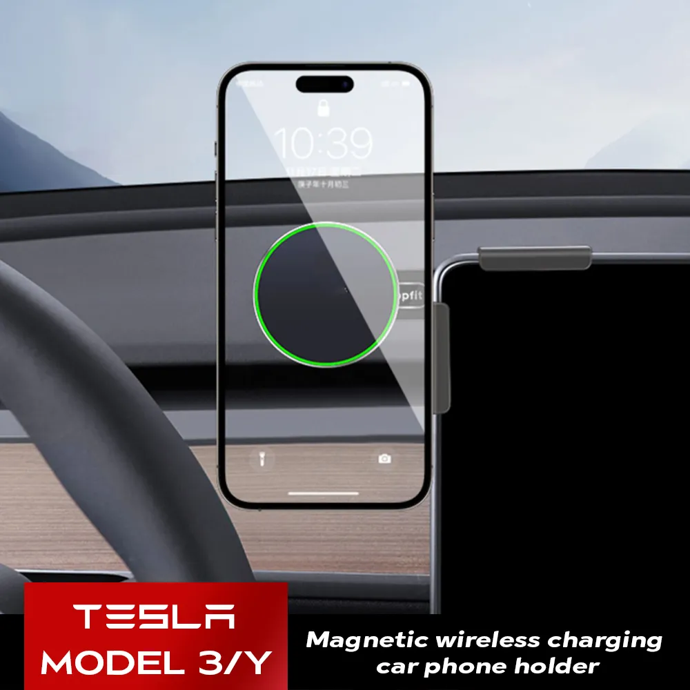 for Tesla Model 3/Y/S/X Car Phone Holder Screen Side Mount Magnetic Wireless Charger 15W Fast Charging Free adjustable