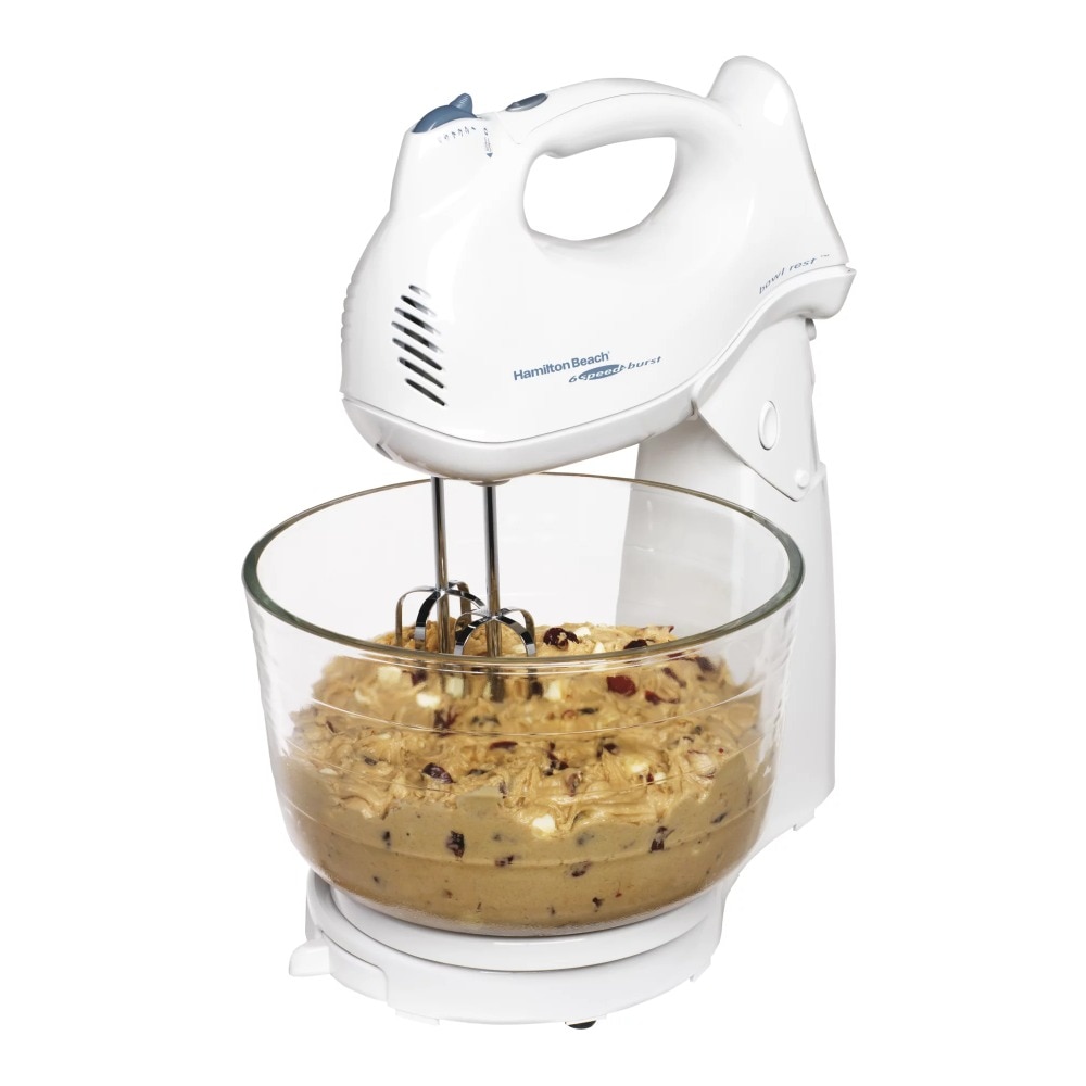 2023 New Hamilton Beach Power Deluxe 6 Speed Stand Mixer, 6 Speeds, White, 64695N